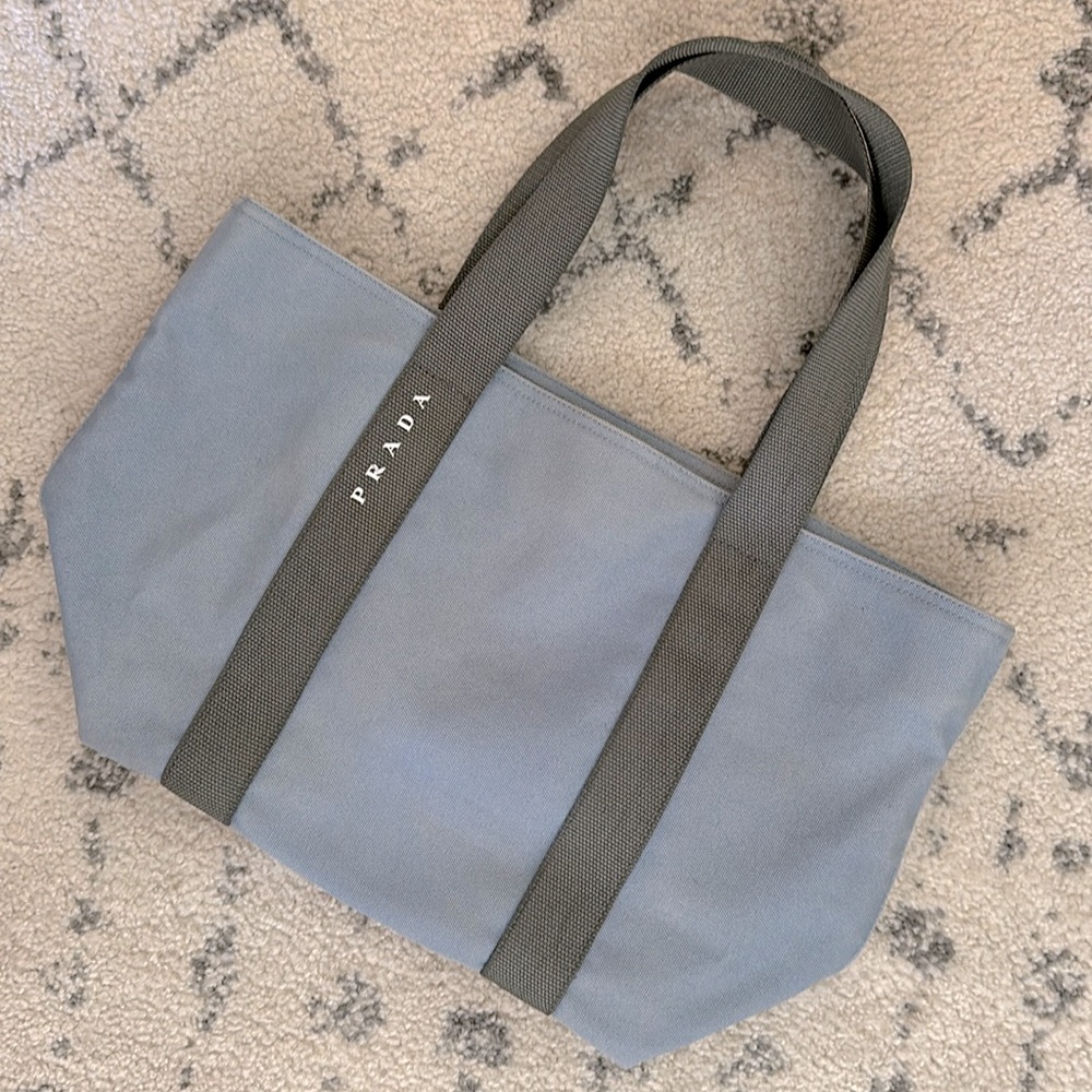 Prada Gray and Blue Tote Bag